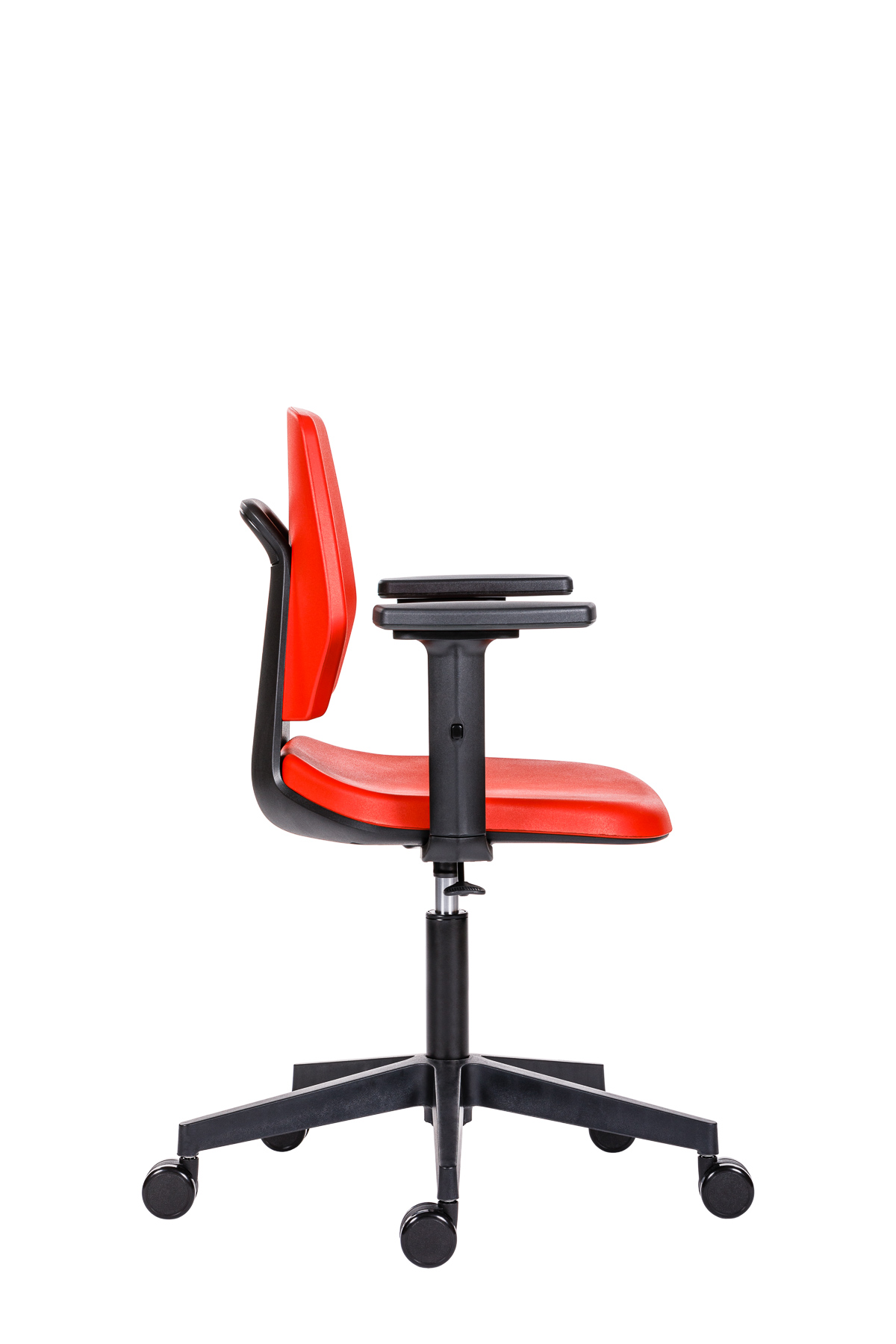 PU-Schaum-Arbeitsstuhl-622-rot-Laborstuhl-Armlehnen